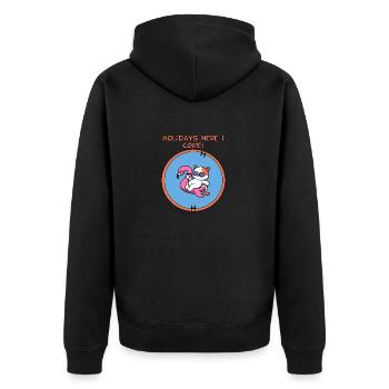 holidays cat - Unisex Premium Bio Zip Hoodie - Schwarz - Hinten - Nico (187cm)
