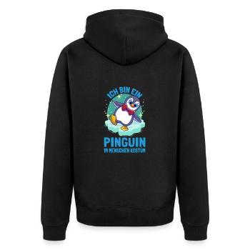 Ich Bin Ein Pinguin im Menschen Kostüm Pinguine - Unisex Premium Bio Zip Hoodie - Schwarz - Hinten - Nico (187cm)