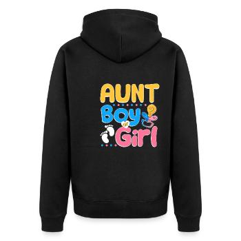 Pink or Blue Aunt Loves You Best Auntie Ever Aunt - Unisex Premium Bio Zip Hoodie - Schwarz - Hinten - Nico (187cm)