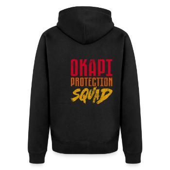 okapi protection squad Design for a animal lover - Unisex Premium Bio Zip Hoodie - Schwarz - Hinten - Nico (187cm)