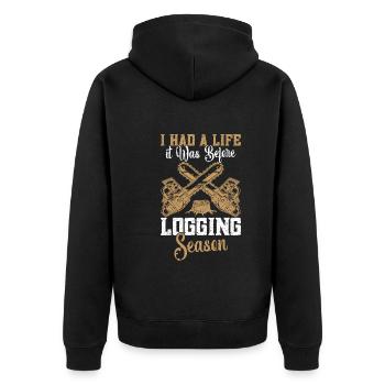 Holzfäller-Baumpfleger-Helm Holzhacken Holzfäller - Unisex Premium Bio Zip Hoodie - Schwarz - Hinten - Nico (187cm)