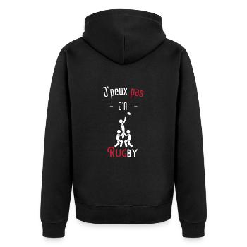 J'peux pas j'ai rugby - Veste à capuche bio Premium Unisexe - noir - Dos - Nico (187cm)