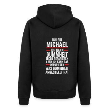 Michael - Unisex Premium Bio Zip Hoodie - Schwarz - Hinten - Nico (187cm)