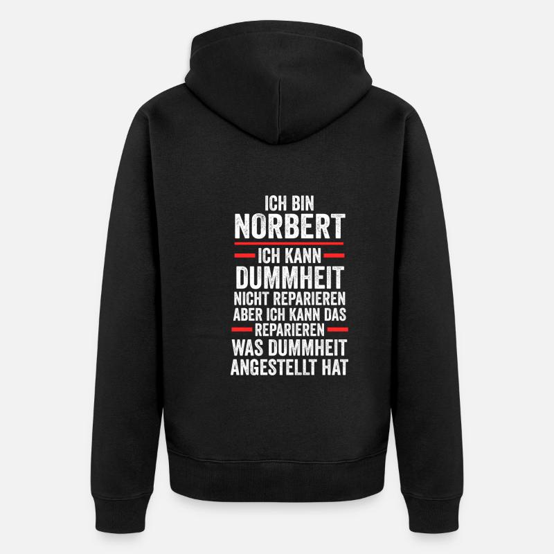 Norbert - Unisex Premium Bio Zip Hoodie - Schwarz