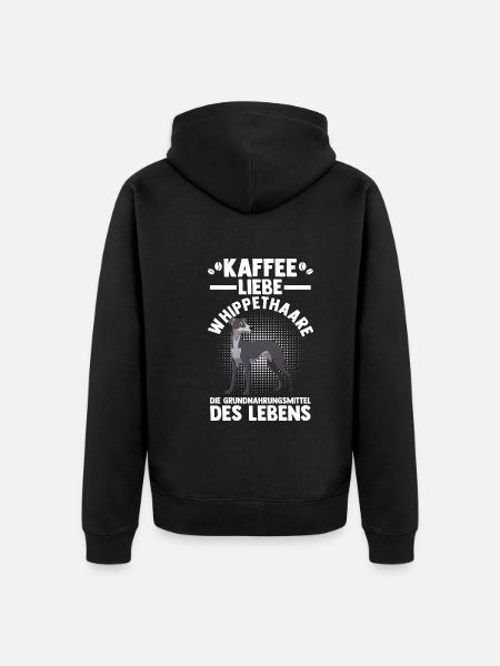 Hund Kaffee Whippet - Unisex Premium Bio Zip Hoodie - Schwarz