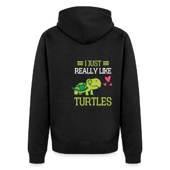 Sea Animal Ocean Animal Gift Funny Turtle - Unisex Premium Organic Zip Hoodie - black - Back - Nico (187cm)