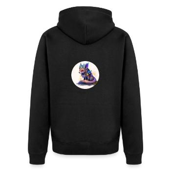 Animal fox fantasy and cute - Unisex Premium Organic Zip Hoodie - black - Back - Nico (187cm)
