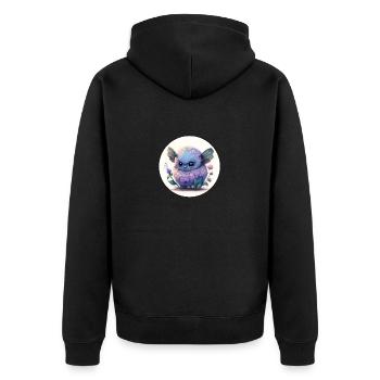 Lustiges und süßes Tier - Unisex Premium Bio Zip Hoodie - Schwarz - Hinten - Nico (187cm)