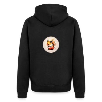Animal fox fantasy and cute - Unisex Premium Organic Zip Hoodie - black - Back - Nico (187cm)