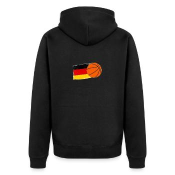 Basketballspieler Deutsche Flagge Basketball - Unisex Premium Bio Zip Hoodie - Schwarz - Hinten - Nico (187cm)