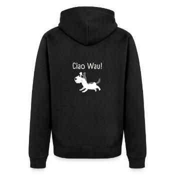 Ciao Wau - Gave til hundeelsker og dyreelsker - Premium økologisk unisex-hættejakke - sort - Bagpå - Nico (187cm)