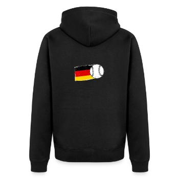 Baseballspieler Deutsche Flagge Baseball - Unisex Premium Bio Zip Hoodie - Schwarz - Hinten - Nico (187cm)