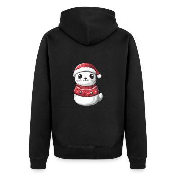 Robbe Tier Weihnachten Comic - Unisex Premium Bio Zip Hoodie - Schwarz - Hinten - Nico (187cm)