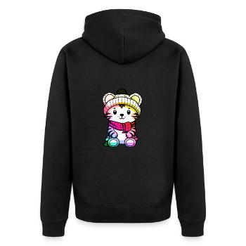 Tiger Winter Animal Colorful Comic - Unisex Premium Organic Zip Hoodie - black - Back - Nico (187cm)