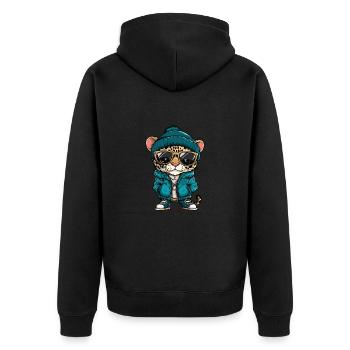 Leopard Cool Comic - Unisex Premium Bio Zip Hoodie - Schwarz - Hinten - Nico (187cm)