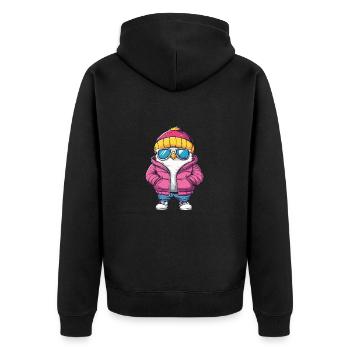 Taube Vogel Cool Comic - Unisex Premium Bio Zip Hoodie - Schwarz - Hinten - Nico (187cm)