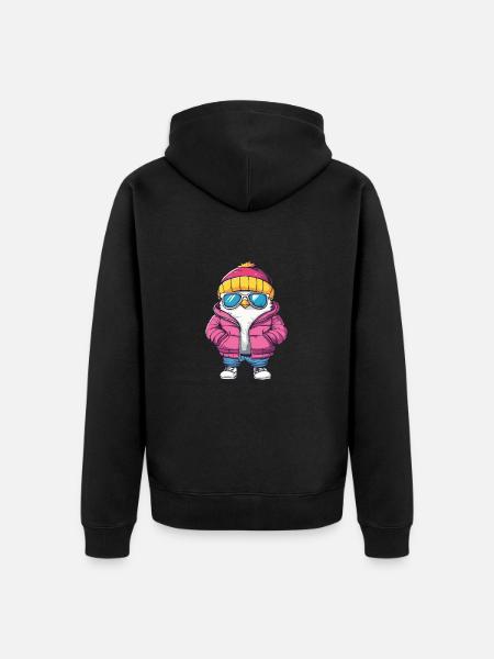 Taube Vogel Cool Comic - Unisex Premium Bio Zip Hoodie - Schwarz