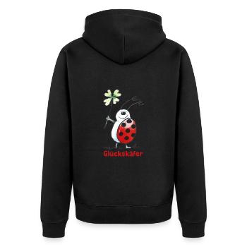TABALUGA Glückskäfer Bully Der Marienkäfer - Unisex Premium Bio Zip Hoodie - Schwarz - Hinten - Nico (187cm)