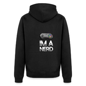 Manette IM A NERD + SNES - Jeux - Veste à capuche bio Premium Unisexe - noir - Dos - Nico (187cm)