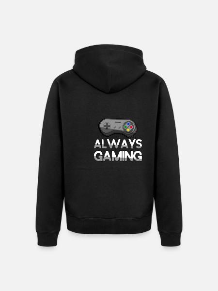 ALWAYS GAMING + SNES Controller - Gaming - Unisex Premium Organic Zip Hoodie - black