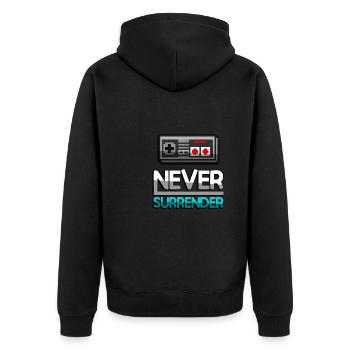 NEVER SURRENDER (Turquoise) + NES Controller - Gaming - Unisex Premium Organic Zip Hoodie - black - Back - Nico (187cm)