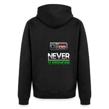 NEVER SURRENDER (Green) + NES Controller - Gaming - Unisex Premium Organic Zip Hoodie - black - Back - Nico (187cm)