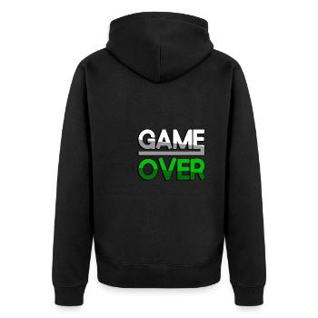 GAME OVER (Green) - Gaming - Unisex Premium Organic Zip Hoodie - black - Back - Nico (187cm)