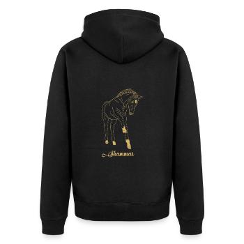 Trakehner Shammar - Unisex Premium Bio Zip Hoodie - Schwarz - Hinten - Nico (187cm)