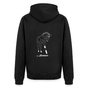 Trakehner Shammar - Unisex Premium Bio Zip Hoodie - Schwarz - Hinten - Nico (187cm)