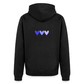 HERZ. HERZ. VALENTINSTAG. LIEBE. LIEBE. PAAR. - Unisex Premium Bio Zip Hoodie - Schwarz - Hinten - Nico (187cm)