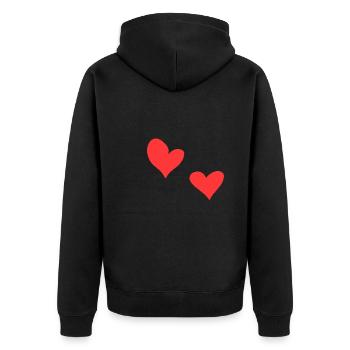 zwei Herzen Herz Symbol Liebe rot - Unisex Premium Bio Zip Hoodie - Schwarz - Hinten - Nico (187cm)