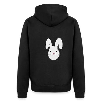 Hase Tier Symbol Grau Tiere - Unisex Premium Bio Zip Hoodie - Schwarz - Hinten - Nico (187cm)