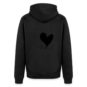 Herz Muster Symbol - Unisex Premium Bio Zip Hoodie - Schwarz - Hinten - Nico (187cm)