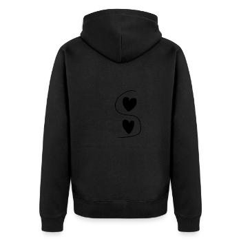 Line Two Hearts Heart Love - Unisex Premium Organic Zip Hoodie - black - Back - Nico (187cm)