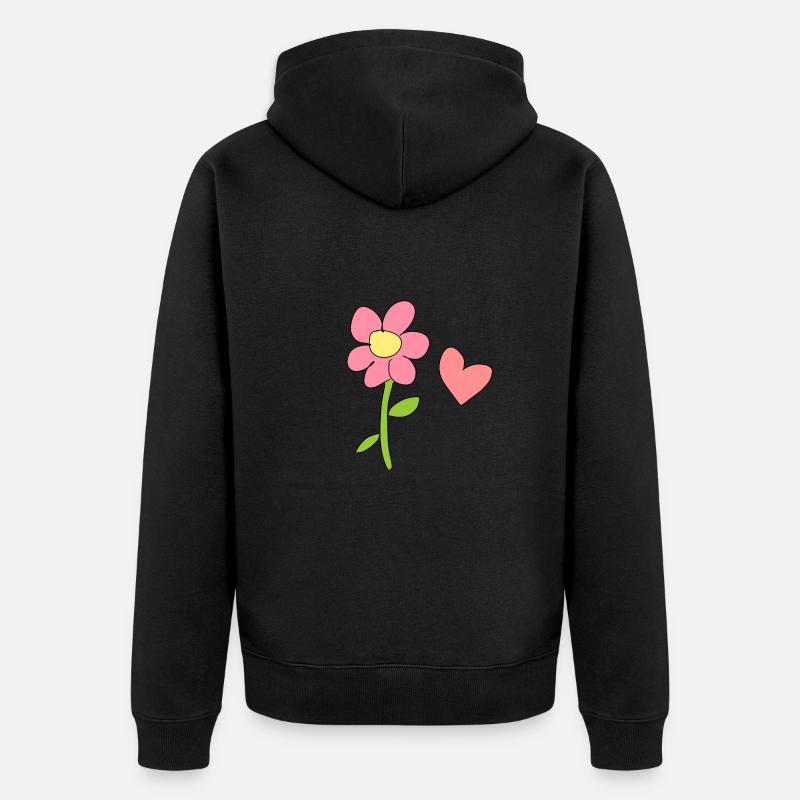 symbole fleur nature plante coeur - Veste à capuche bio Premium Unisexe - noir