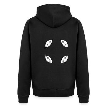 Leaf Four Leaves Frame Shape Nature - Unisex Premium Organic Zip Hoodie - black - Back - Nico (187cm)