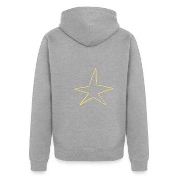 stern symbol form gelb - Unisex Premium Bio Zip Hoodie - Grau meliert - Hinten - Nico (187cm)