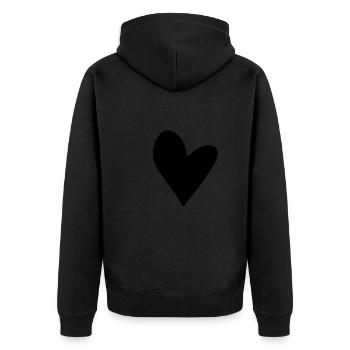 herz symbol form liebe - Unisex Premium Bio Zip Hoodie - Schwarz - Hinten - Nico (187cm)