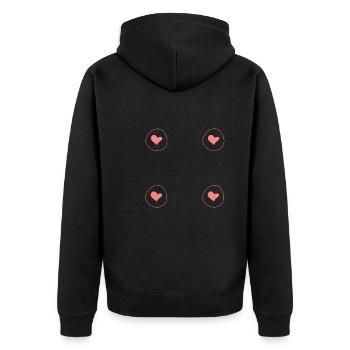 herz vier herzen form kreis symbol rosa - Unisex Premium Bio Zip Hoodie - Schwarz - Hinten - Nico (187cm)