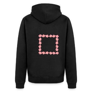 blumen blüte pflanze rosa rahmen - Unisex Premium Bio Zip Hoodie - Schwarz - Hinten - Nico (187cm)