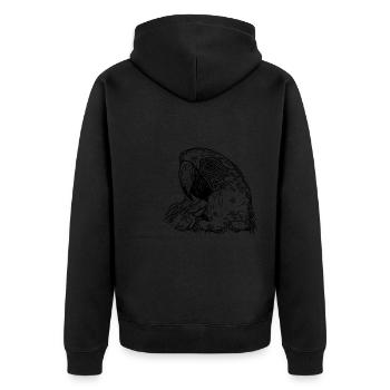 Kakadu Portrait Vintage Vogel Zeichnung - Unisex Premium Bio Zip Hoodie - Schwarz - Hinten - Nico (187cm)