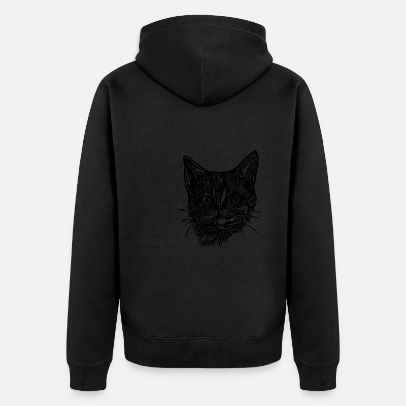 Chaton mignon et mignon - Veste à capuche bio Premium Unisexe - noir