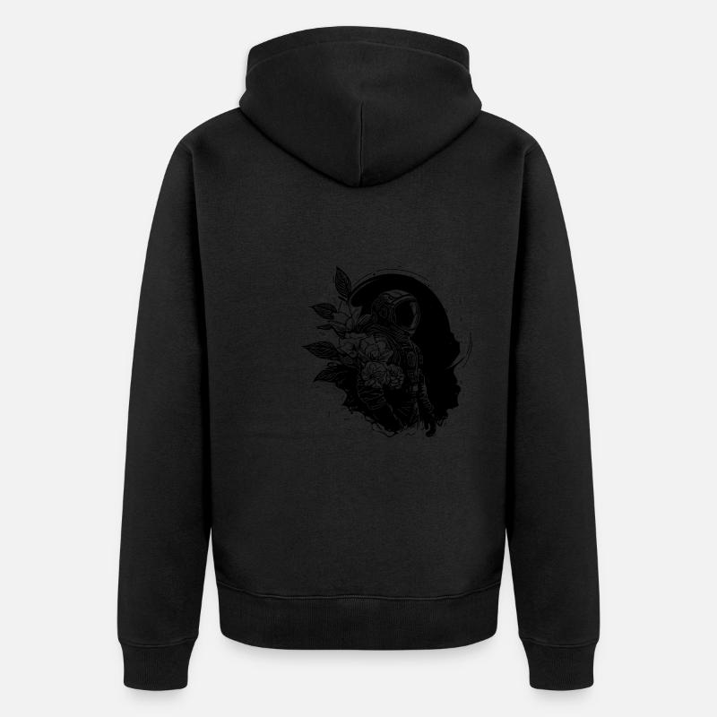 Astronaut in Unendlichkeit mit Blumen - Unisex Premium Bio Zip Hoodie - Schwarz