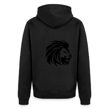 Mighty Lion Head with Mane Tattoo Style - Unisex Premium Organic Zip Hoodie - black - Back - Nico (187cm)