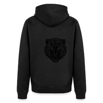 Wild bear's head with sharp teeth - Unisex Premium Organic Zip Hoodie - black - Back - Nico (187cm)