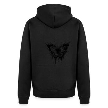Elegant Vintage Tattoo Style Butterfly - Unisex Premium Organic Zip Hoodie - black - Back - Nico (187cm)