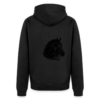 Juments Chevaux Portrait avec une crinière d’une beauté fantastique - Veste à capuche bio Premium Unisexe - noir - Dos - Nico (187cm)