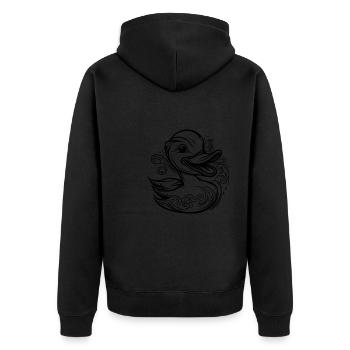 Süße schwimmende Ente mit lustigem Grinsen - Unisex Premium Bio Zip Hoodie - Schwarz - Hinten - Nico (187cm)
