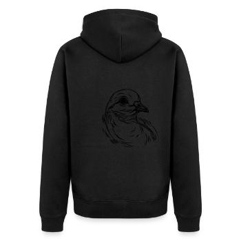 Eleganter Tauben Kopf in Tattoo Style Linien - Unisex Premium Bio Zip Hoodie - Schwarz - Hinten - Nico (187cm)