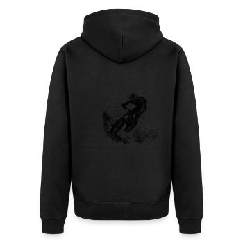 Mountain biker bike downhill jump - Unisex Premium Organic Zip Hoodie - black - Back - Nico (187cm)